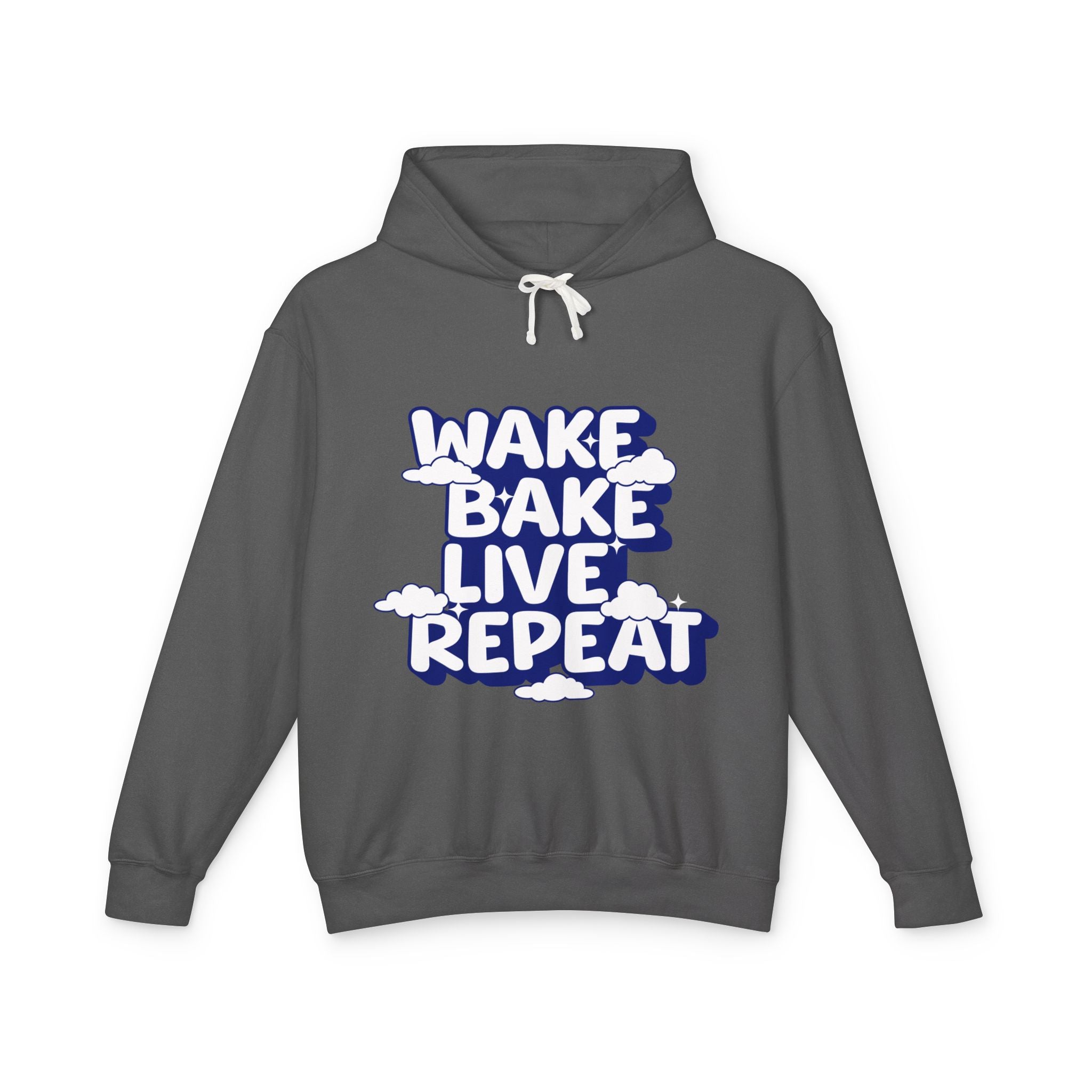 WAKE BAKE LIVE REPEAT - Unisex Lightweight Hooded Sweatshirt - Damned Threads